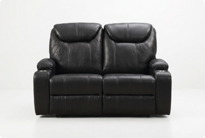 Cinemax Black Electric 2 Seater Leather Recliner Sofa With Two Cup Holders