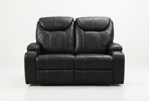 Cinemax Black Electric 2 Seater Leather