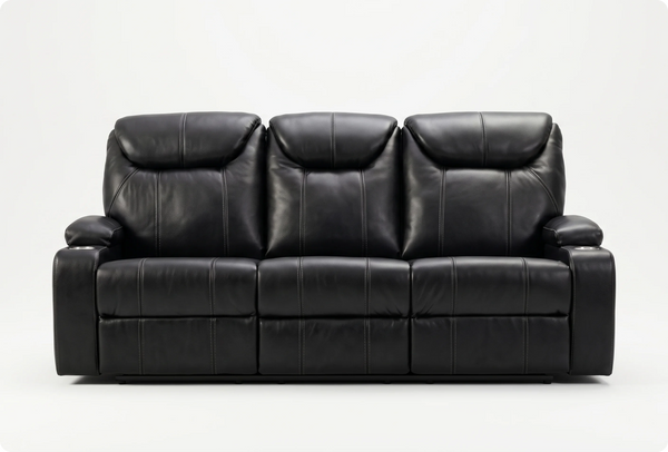 Cinemax Black Electric Leather 3 Seater