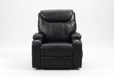 Cinemax Black Electric Leather Recliner Armchair With Two Cup Holders
