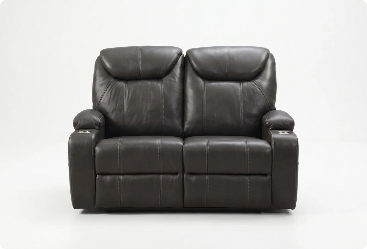 Cinemax Grey Electric 2 Seater Leather