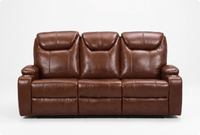 Cinemax Tan Electric Leather 3 Seater
