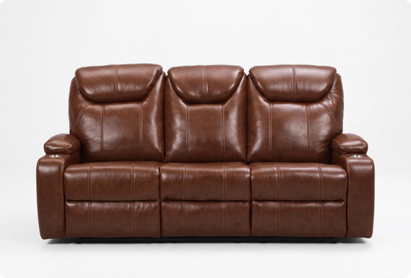 Cinemax Tan Electric Leather 3 Seater