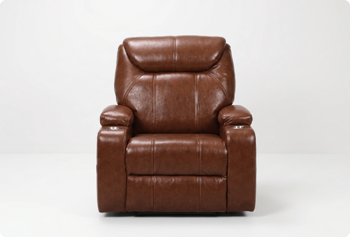 Cinemax Tan Electric Leather Recliner Armchair