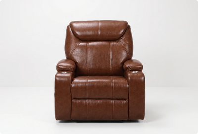 Cinemax Tan Electric Leather Recliner Armchair With Two Cup Holders