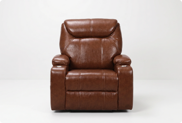 Cinemax Tan Electric Leather Recliner Armchair