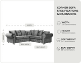 Haven Grey Velvet Corner Sofa measurements