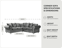 Haven Grey Velvet Corner Sofa measurements