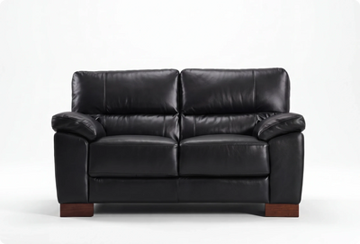 Dalmore Genuine Leather Black 2 Seater Sofa