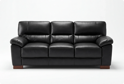 Dalmore Genuine Leather Black 3 Seater Sofa
