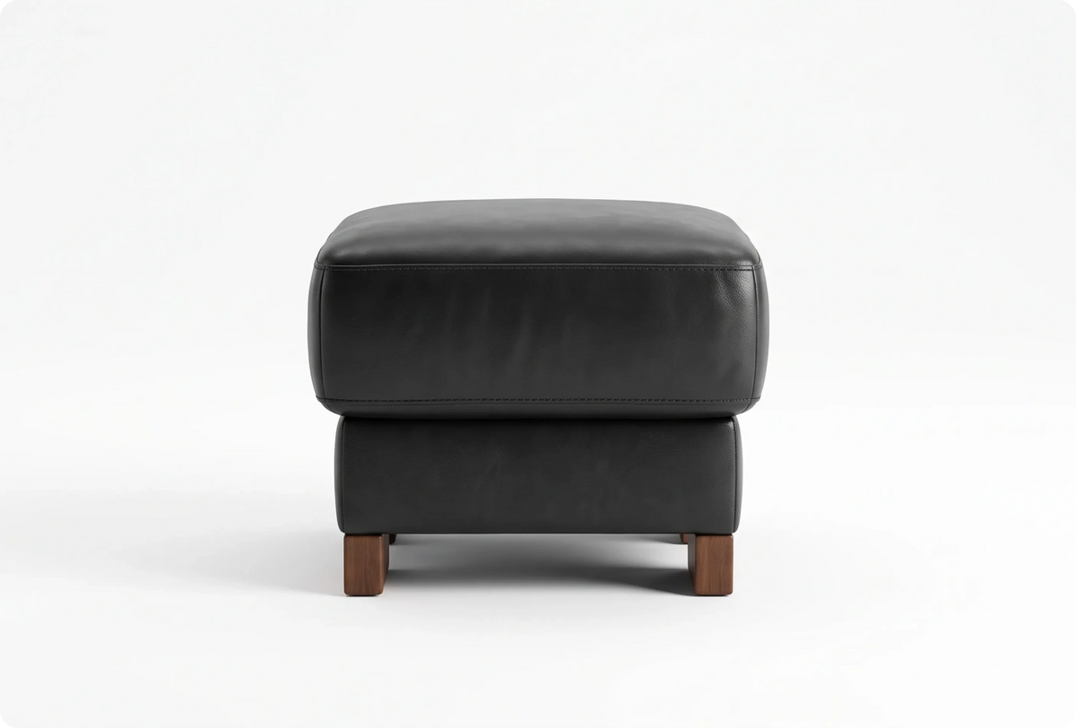 Dalmore Genuine Leather Black Footstool