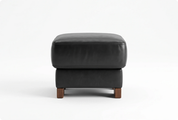 Dalmore Genuine Leather Black Footstool