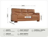 Dalmore Genuine Leather 3 Seater Sofa
