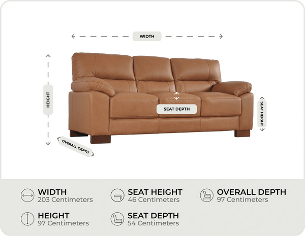 Dalmore Genuine Leather 3 Seater Sofa