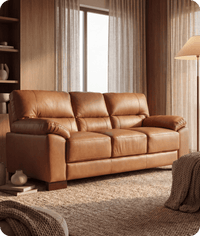 Dalmore Genuine Leather Caramel 3 Seater