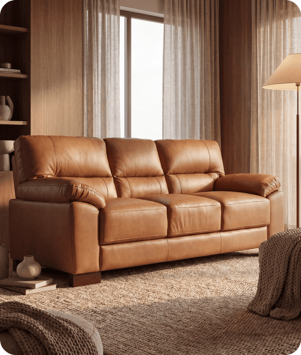 Dalmore Genuine Leather Caramel 3 Seater