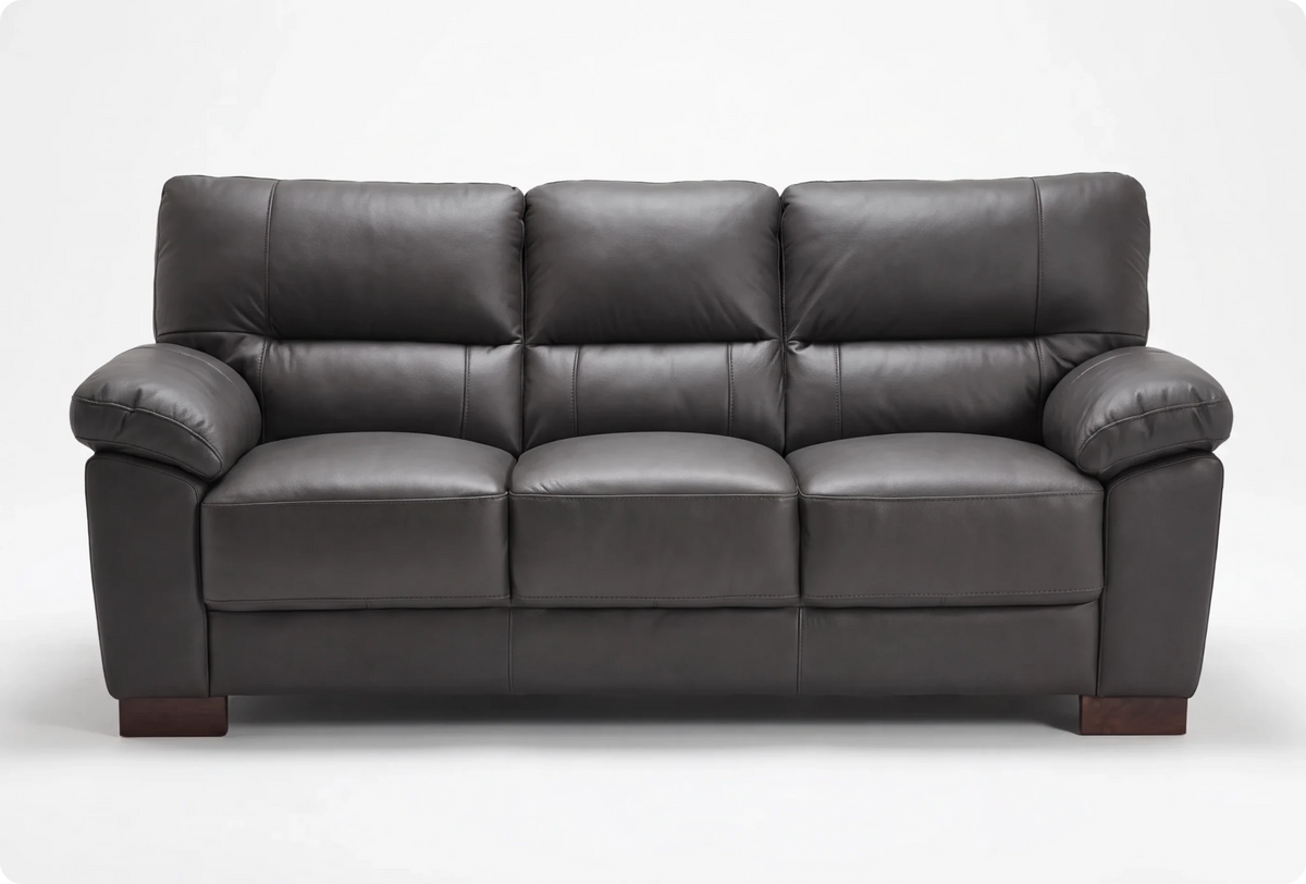 Dalmore Genuine Leather Grey 3 Seater