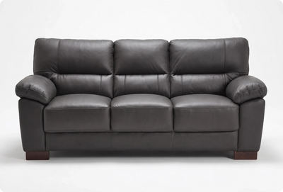Dalmore Genuine Leather Grey 3 Seater Sofa