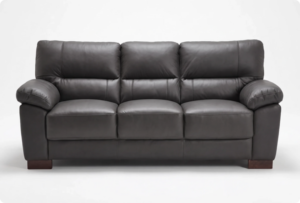 Dalmore Genuine Leather Grey 3 Seater