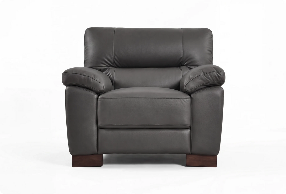 Dalmore Genuine Leather Grey Armchair