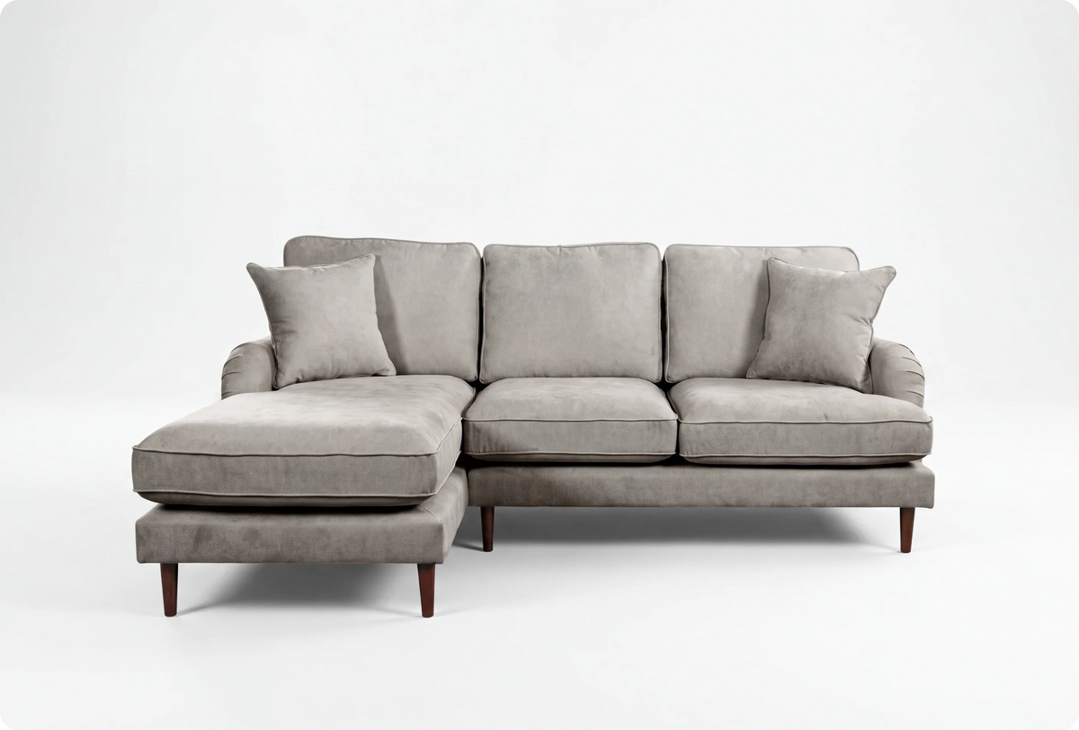Durham Silver Fabric Left Hand Corner Sofa