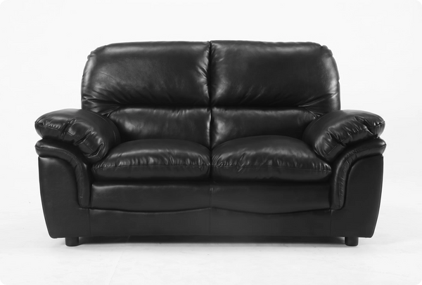 Florence Black Leather 2 Seater Sofa