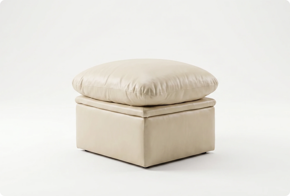 Florence Cream Leather Footstool