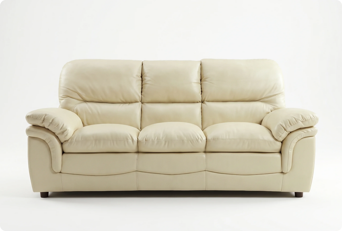 Florence Cream Leather 3 Seater Sofa