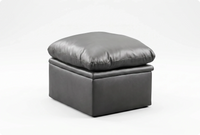 Florence Grey   Leather Footstool