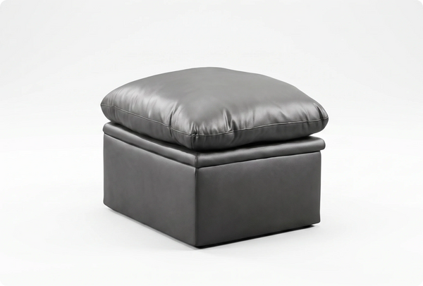 Florence Grey Leather Footstool