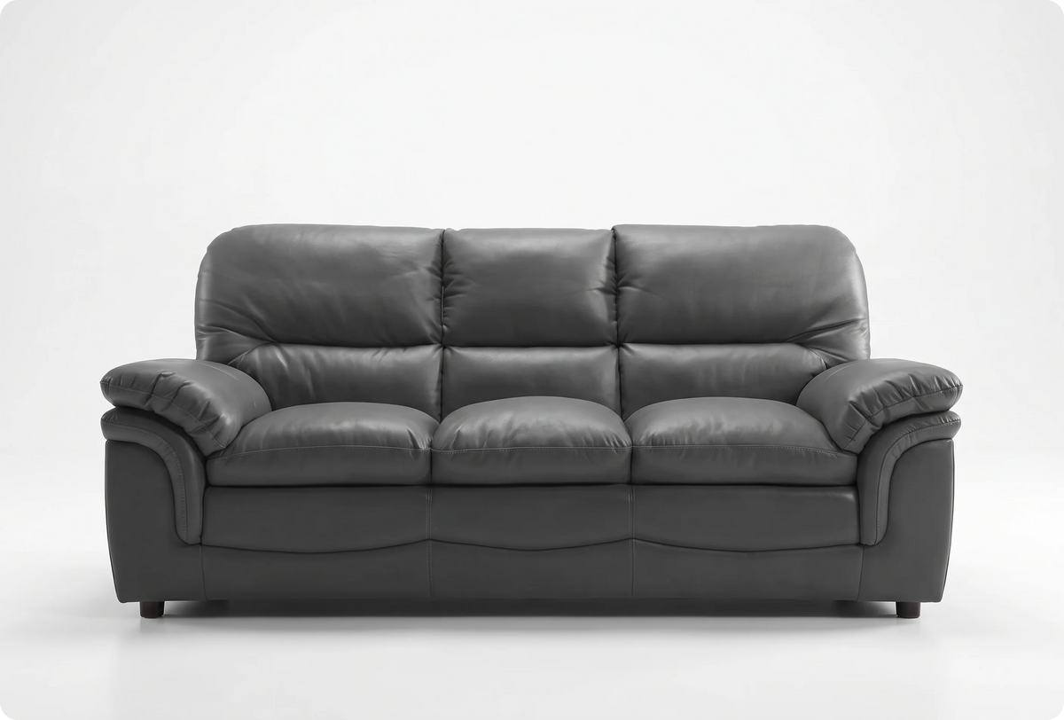Florence Grey Leather 3 Seater Sofa