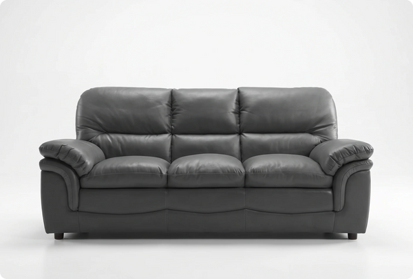 Florence Grey Leather 3 Seater Sofa