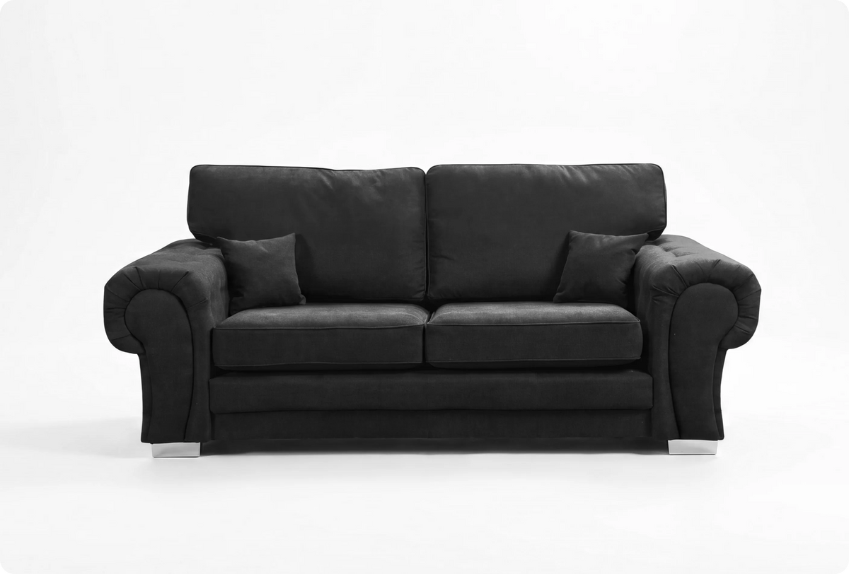 Florence High Back Black Fabric 3 Seater