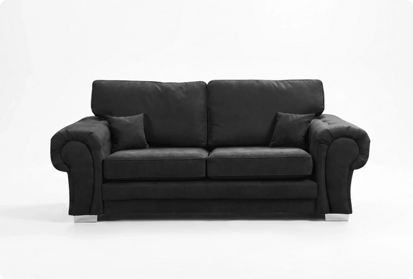 Florence High Back Black Fabric 3 Seater