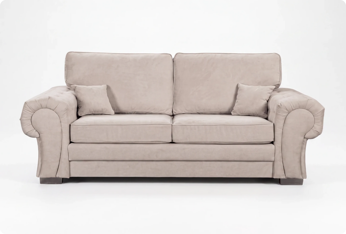 Florence High Back Cream Fabric 3 Seater Sofa Bed