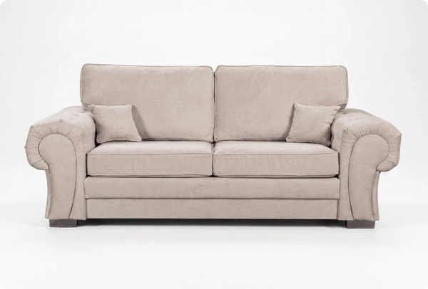 Florence High Back Cream Fabric 3 Seater Sofa Bed