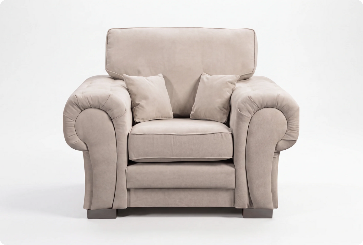 Florence High Back  Cream Fabric Armchair