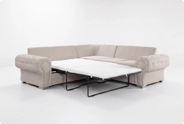 Florence High Back Cream Fabric Corner Sofa Bed
