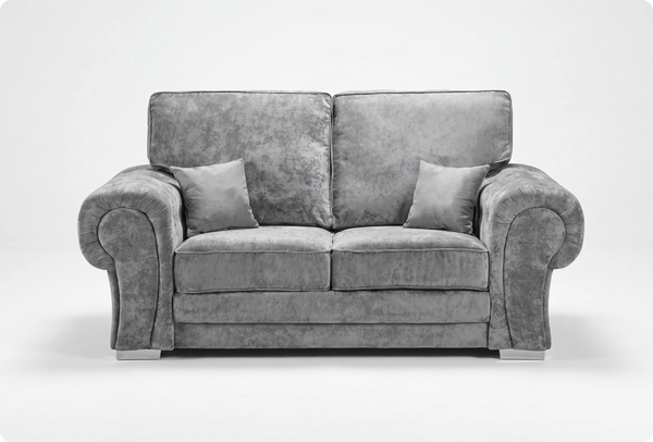 Florence High Back Grey Fabric 2 Seater Sofa