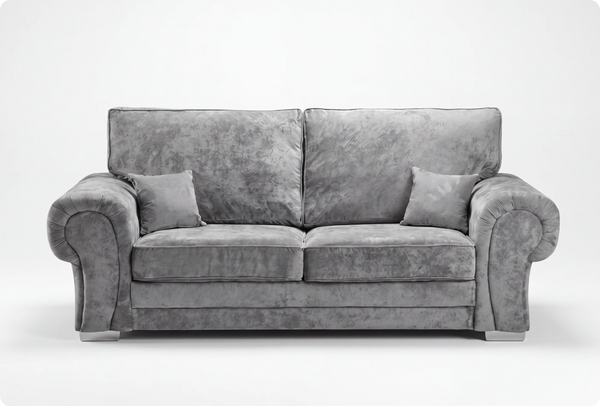 Florence High Back Grey Fabric 3 Seater Sofa
