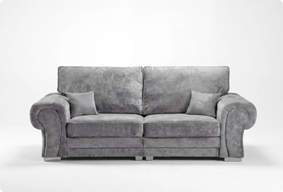 Florence High Back Grey Fabric 4 Seater Sofa