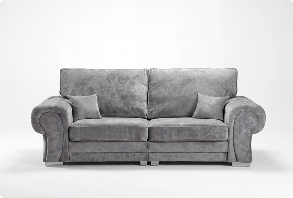 Florence High Back Grey Fabric 4 Seater Sofa