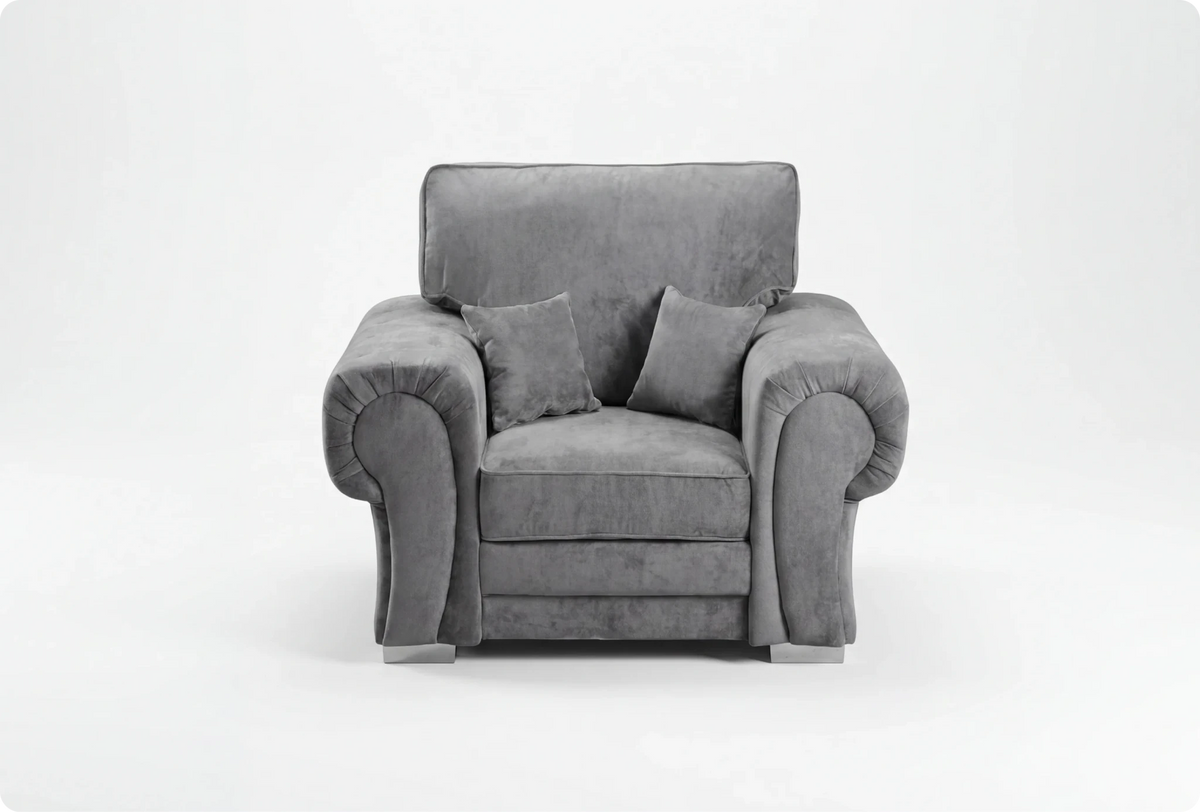 Florence High Back Grey Fabric Armchair