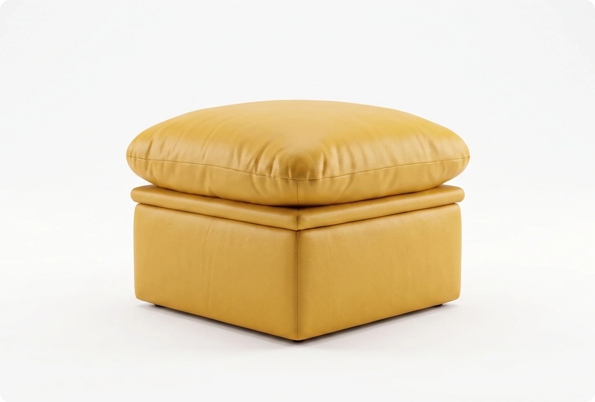 Florence Mustard Leather Footstool