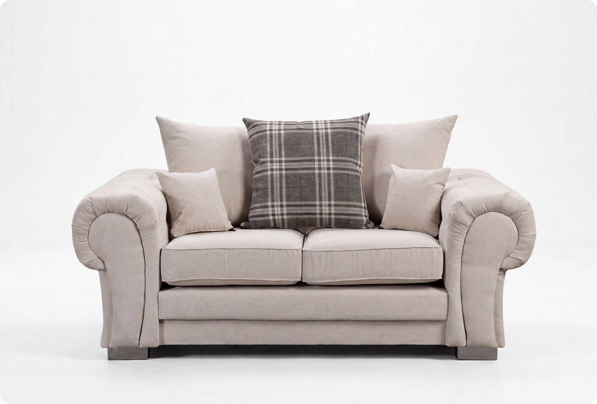 Florence Scatter Back Cream Fabric 2 Seater Sofa