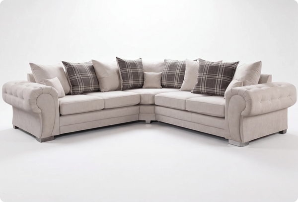 Florence Scatter Back  Cream Fabric Corner Sofa