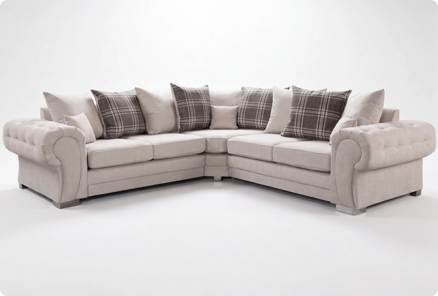 Florence Scatter Back  Cream Fabric Corner Sofa