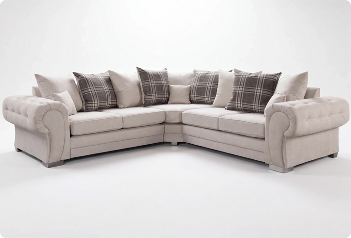 Florence Scatter Back  Cream Fabric Corner Sofa