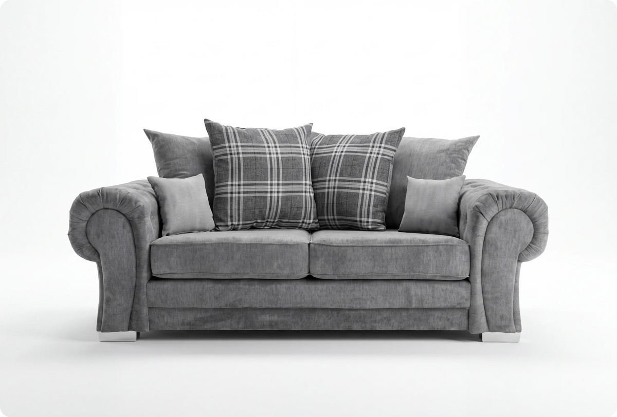 Florence Scatter Grey Fabric 3 Seater Sofa