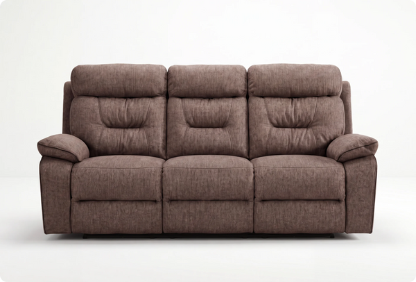 Foster Brown Fabric Electric Recliner 3 Seater Sofa
